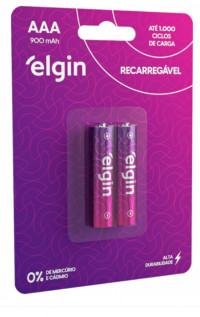 PILHA RECARREG ELGIN AAA-900 BLISTER C/ 2 UN